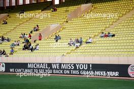 A message of support for Michael Schumacher (GER) at the charity football match. 20.05.2014. Formula 1 World Championship, Rd 6, Monaco Grand Prix, Monte Carlo, Monaco, Tuesday Soccer.