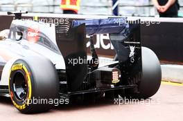 Sauber C33 running flow-vis paint on the rear wing. 22.05.2014. Formula 1 World Championship, Rd 6, Monaco Grand Prix, Monte Carlo, Monaco, Practice Day.