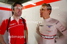 (L to R): Marc Hynes (GBR) Marussia F1 Team Driver Coach with Max Chilton (GBR) Marussia F1 Team. 22.05.2014. Formula 1 World Championship, Rd 6, Monaco Grand Prix, Monte Carlo, Monaco, Practice Day.