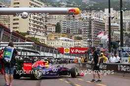 Daniel Ricciardo (AUS) Red Bull Racing RB10 leaves the pits. 22.05.2014. Formula 1 World Championship, Rd 6, Monaco Grand Prix, Monte Carlo, Monaco, Practice Day.