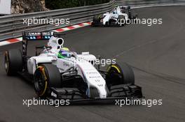 Felipe Massa (BRA) Williams FW36 leads team mate Valtteri Bottas (FIN) Williams FW36. 22.05.2014. Formula 1 World Championship, Rd 6, Monaco Grand Prix, Monte Carlo, Monaco, Practice Day.