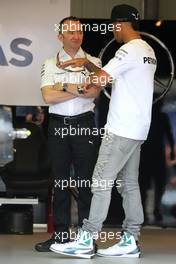 Paddy Lowe (GBR) Mercedes AMG F1 Executive Director (Technical) and Lewis Hamilton (GBR), Mercedes AMG F1 Team  21.05.2014. Formula 1 World Championship, Rd 6, Monaco Grand Prix, Monte Carlo, Monaco, Preparation Day.