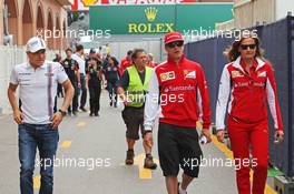(L to R): Valtteri Bottas (FIN) Williams with Kimi Raikkonen (FIN) Ferrari. 21.05.2014. Formula 1 World Championship, Rd 6, Monaco Grand Prix, Monte Carlo, Monaco, Preparation Day.