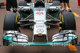 Mercedes AMG F1 W05 front wing. 21.05.2014. Formula 1 World Championship, Rd 6, Monaco Grand Prix, Monte Carlo, Monaco, Preparation Day.