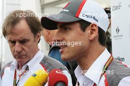 Adrian Sutil (GER) Sauber with the media. 21.05.2014. Formula 1 World Championship, Rd 6, Monaco Grand Prix, Monte Carlo, Monaco, Preparation Day.
