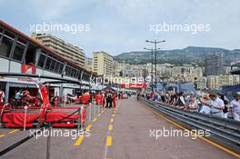The pits. 21.05.2014. Formula 1 World Championship, Rd 6, Monaco Grand Prix, Monte Carlo, Monaco, Preparation Day.