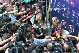 Sebastian Vettel (GER), Red Bull Racing and Daniel Ricciardo (AUS), Red Bull Racing  28.03.2014. Formula 1 World Championship, Rd 2, Malaysian Grand Prix, Sepang, Malaysia, Friday.