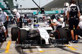 Felipe Massa (BRA) Williams FW36 practices a pit stop. 28.03.2014. Formula 1 World Championship, Rd 2, Malaysian Grand Prix, Sepang, Malaysia, Friday.