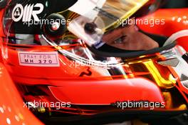 Jules Bianchi (FRA) Marussia F1 Team MR03 with a tribute to flight MH370 on his helmet. 28.03.2014. Formula 1 World Championship, Rd 2, Malaysian Grand Prix, Sepang, Malaysia, Friday.