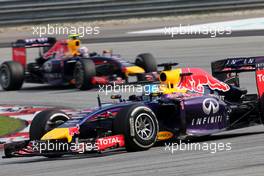 Sebastian Vettel (GER), Red Bull Racing and Daniel Ricciardo (AUS), Red Bull Racing  30.03.2014. Formula 1 World Championship, Rd 2, Malaysian Grand Prix, Sepang, Malaysia, Sunday.