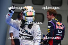 Pole for Lewis Hamilton (GBR) Mercedes AMG F1 and 2nd for Sebastian Vettel (GER) Red Bull Racing. 29.03.2014. Formula 1 World Championship, Rd 2, Malaysian Grand Prix, Sepang, Malaysia, Saturday.