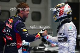 Pole for Lewis Hamilton (GBR) Mercedes AMG F1 and 2nd for Sebastian Vettel (GER) Red Bull Racing. 29.03.2014. Formula 1 World Championship, Rd 2, Malaysian Grand Prix, Sepang, Malaysia, Saturday.