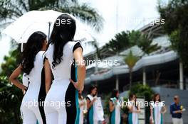 Grid girls. 29.03.2014. Formula 1 World Championship, Rd 2, Malaysian Grand Prix, Sepang, Malaysia, Saturday.