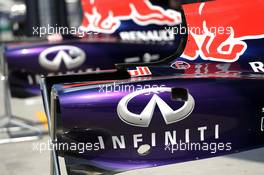 Red Bull Racing RB10 sidepod and engine covers. 27.03.2014. Formula 1 World Championship, Rd 2, Malaysian Grand Prix, Sepang, Malaysia, Thursday.