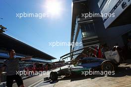 Lewis Hamilton (GBR) Mercedes AMG F1 W05 leaves the pits. 10.10.2014. Formula 1 World Championship, Rd 16, Russian Grand Prix, Sochi Autodrom, Sochi, Russia, Practice Day.