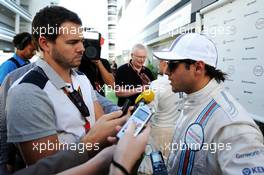 Felipe Massa (BRA) Williams with the media. 10.10.2014. Formula 1 World Championship, Rd 16, Russian Grand Prix, Sochi Autodrom, Sochi, Russia, Practice Day.