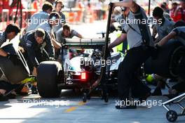 Lewis Hamilton (GBR) Mercedes AMG F1 W05 practices a pit stop. 10.10.2014. Formula 1 World Championship, Rd 16, Russian Grand Prix, Sochi Autodrom, Sochi, Russia, Practice Day.