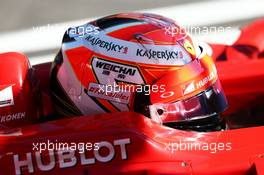 Kimi Raikkonen (FIN) Ferrari F14-T carries a message of support for Jules Bianchi. 10.10.2014. Formula 1 World Championship, Rd 16, Russian Grand Prix, Sochi Autodrom, Sochi, Russia, Practice Day.