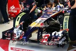 Daniil Kvyat (RUS) Scuderia Toro Rosso STR9 front wing detail. 10.10.2014. Formula 1 World Championship, Rd 16, Russian Grand Prix, Sochi Autodrom, Sochi, Russia, Practice Day.