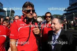 Graeme Lowdon (GBR) Marussia F1 Team Chief Executive Officer and Jean Todt (FRA) FIA President. 12.10.2014. Formula 1 World Championship, Rd 16, Russian Grand Prix, Sochi Autodrom, Sochi, Russia, Race Day.