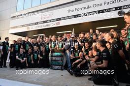 (L to R): Paddy Lowe (GBR) Mercedes AMG F1 Executive Director (Technical); Nico Rosberg (GER) Mercedes AMG F1; Lewis Hamilton (GBR) Mercedes AMG F1; Toto Wolff (GER) Mercedes AMG F1 Shareholder and Executive Director; Niki Lauda (AUT) Mercedes Non-Executive Chairman and the team celebrate winning the 2014 Constructors' Championship. 12.10.2014. Formula 1 World Championship, Rd 16, Russian Grand Prix, Sochi Autodrom, Sochi, Russia, Race Day.