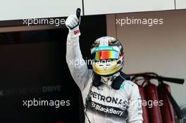 Race winner Lewis Hamilton (GBR) Mercedes AMG F1 celebrates in parc ferme. 12.10.2014. Formula 1 World Championship, Rd 16, Russian Grand Prix, Sochi Autodrom, Sochi, Russia, Race Day.