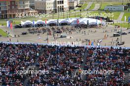 Fans in the grandstand. 12.10.2014. Formula 1 World Championship, Rd 16, Russian Grand Prix, Sochi Autodrom, Sochi, Russia, Race Day.