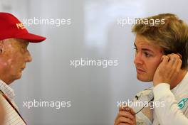 Niki Lauda and Nico Rosberg (GER), Mercedes AMG F1 Team  11.10.2014. Formula 1 World Championship, Rd 16, Russian Grand Prix, Sochi Autodrom, Sochi, Russia, Qualifying Day.