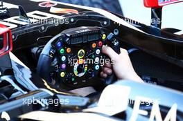 Lotus F1 E21 steering wheel. 11.10.2014. Formula 1 World Championship, Rd 16, Russian Grand Prix, Sochi Autodrom, Sochi, Russia, Qualifying Day.