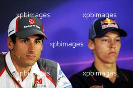 (L to R): Adrian Sutil (GER) Sauber and Daniil Kvyat (RUS) Scuderia Toro Rosso in the FIA Press Conference. 09.10.2014. Formula 1 World Championship, Rd 16, Russian Grand Prix, Sochi Autodrom, Sochi, Russia, Preparation Day.