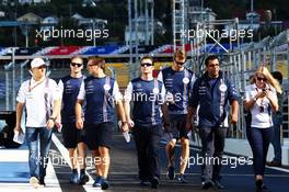 Valtteri Bottas (FIN) Williams (Left) walks the circuit. 09.10.2014. Formula 1 World Championship, Rd 16, Russian Grand Prix, Sochi Autodrom, Sochi, Russia, Preparation Day.