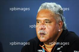 Dr. Vijay Mallya (IND) Sahara Force India F1 Team Owner in the FIA Press Conference. 19.09.2014. Formula 1 World Championship, Rd 14, Singapore Grand Prix, Singapore, Singapore, Practice Day.