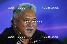 Dr. Vijay Mallya (IND) Sahara Force India F1 Team Owner in the FIA Press Conference. 19.09.2014. Formula 1 World Championship, Rd 14, Singapore Grand Prix, Singapore, Singapore, Practice Day.