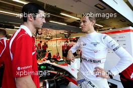Alexander Rossi (USA), Marussia F1 Team and Max Chilton (GBR), Marussia F1 Team  19.09.2014. Formula 1 World Championship, Rd 14, Singapore Grand Prix, Singapore, Singapore, Practice Day.