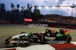 Sergio Perez (MEX) Sahara Force India F1 VJM07. 19.09.2014. Formula 1 World Championship, Rd 14, Singapore Grand Prix, Singapore, Singapore, Practice Day.