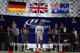 1st place Lewis Hamilton (GBR) Mercedes AMG F1, 2nd place Sebastian Vettel (GER) Red Bull Racing RB10 and 3rd place Daniel Ricciardo (AUS) Red Bull Racing RB10. 21.09.2014. Formula 1 World Championship, Rd 14, Singapore Grand Prix, Singapore, Singapore, Race Day.