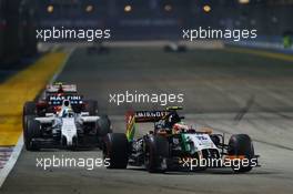 Sergio Perez (MEX) Sahara Force India F1 VJM07. 21.09.2014. Formula 1 World Championship, Rd 14, Singapore Grand Prix, Singapore, Singapore, Race Day.