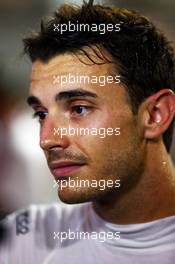 Jules Bianchi (FRA) Marussia F1 Team with the media. 20.09.2014. Formula 1 World Championship, Rd 14, Singapore Grand Prix, Singapore, Singapore, Qualifying Day.