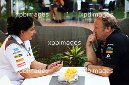 (L to R): Monisha Kaltenborn (AUT) Sauber Team Principal with Robert Fernley (GBR) Sahara Force India F1 Team Deputy Team Principal. 21.09.2014. Formula 1 World Championship, Rd 14, Singapore Grand Prix, Singapore, Singapore, Race Day.