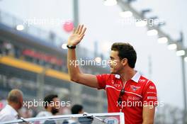 Jules Bianchi (FRA) Marussia F1 Team on the drivers parade. 21.09.2014. Formula 1 World Championship, Rd 14, Singapore Grand Prix, Singapore, Singapore, Race Day.