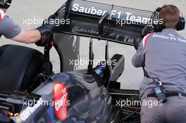 Sauber C33 rear wing. 08.07.2014. Formula One Testing, Silverstone, England, Tuesday.