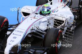 Felipe Massa (BRA) Williams FW36 running sensor equipment. 08.07.2014. Formula One Testing, Silverstone, England, Tuesday.