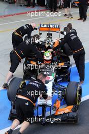 Sergio Perez (MEX) Sahara Force India F1 VJM07. 08.07.2014. Formula One Testing, Silverstone, England, Tuesday.