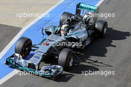 Lewis Hamilton (GBR) Mercedes AMG F1 W05 running sensor equipment. 09.07.2014. Formula One Testing, Silverstone, England, Wednesday.