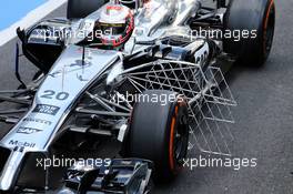 Kevin Magnussen (DEN) McLaren MP4-29 running sensor equipment. 09.07.2014. Formula One Testing, Silverstone, England, Wednesday.