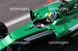 Julian Leal (COL) Caterham CT05 Test Driver. 09.07.2014. Formula One Testing, Silverstone, England, Wednesday.