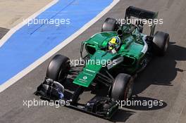 Julian Leal (COL) Caterham CT05 Test Driver. 09.07.2014. Formula One Testing, Silverstone, England, Wednesday.