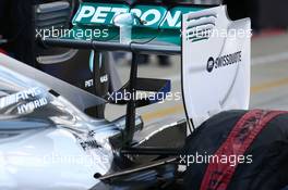Mercedes AMG F1 W05 rear wing detail. 09.07.2014. Formula One Testing, Silverstone, England, Wednesday.