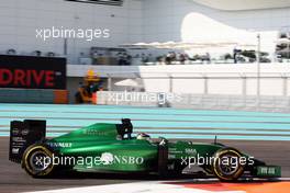 Kamui Kobayashi (JPN) Caterham CT05. 21.11.2014. Formula 1 World Championship, Rd 19, Abu Dhabi Grand Prix, Yas Marina Circuit, Abu Dhabi, Practice Day.