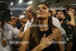 Nicole Scherzinger (USA) Singer, girlfriend of Lewis Hamilton (GBR) Mercedes AMG F1, celebrates in parc ferme. 23.11.2014. Formula 1 World Championship, Rd 19, Abu Dhabi Grand Prix, Yas Marina Circuit, Abu Dhabi, Race Day.